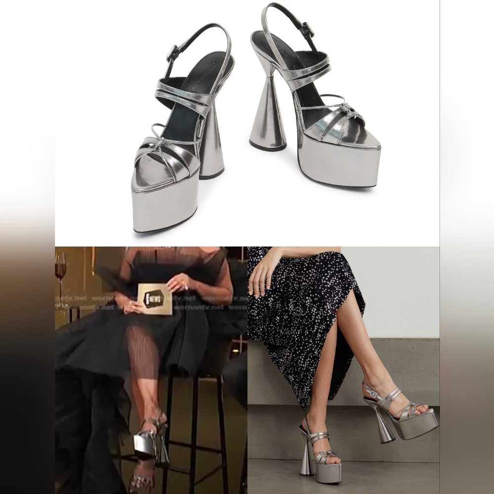 $1130 D'Accori Silver Belle Platforms Sz 41